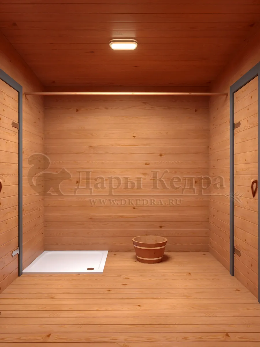 Каркасно-щитовая баня из кедра «Мега» с верандой