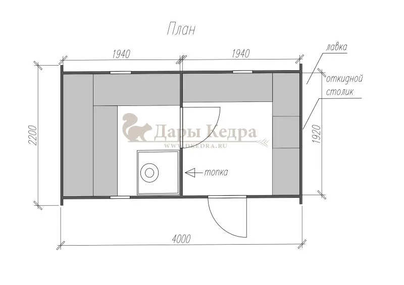 Баня-бочка «Гипоид» из кедра 4х2,2 метра