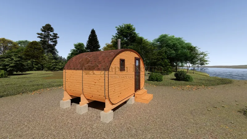 Баня-бочка «Гипоид» из кедра 4х2,2 метра