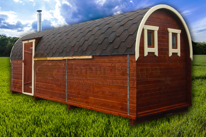 Баня-бочка буханка из кедра с боковым входом (все размеры)